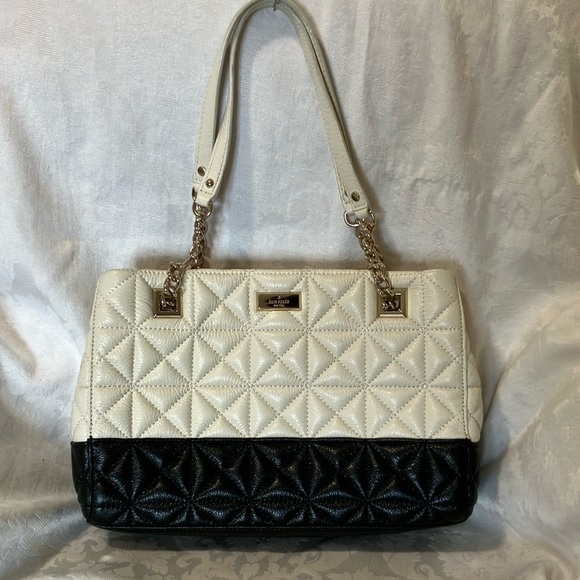 Kate Spade Quilted Cream and Black Satchel - Picture 1 of 13